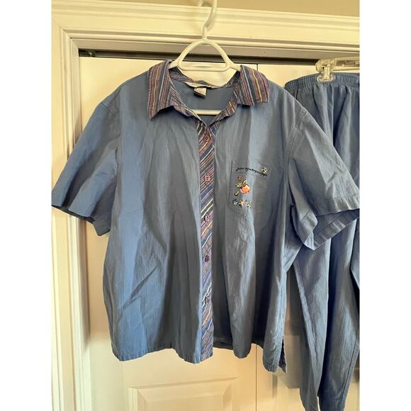 Napa Valley 2-Piece Set Shirt (2X) and Pants (18) 100% Cotton Casual Lounge Set - Picture 3 of 16